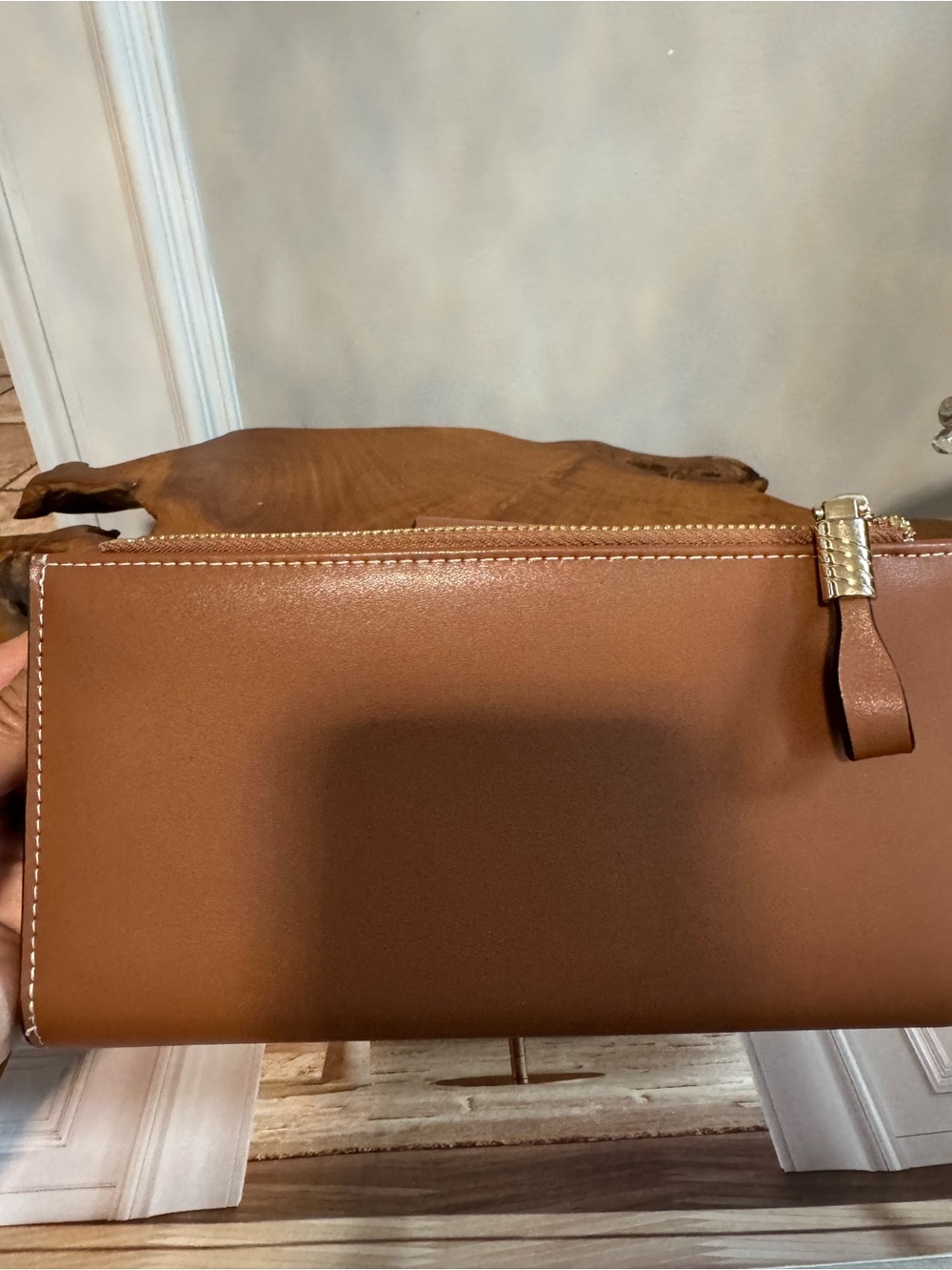 Brown Women’s Checkbook Wallet Snap Closure, ID Window, Zipper Pocket - Picture 4 of 11